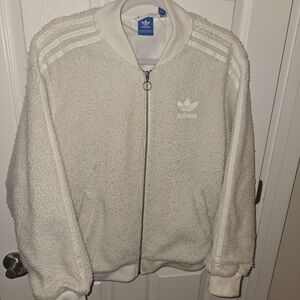 Adidas Women's White/Ivory Sherpa Bomber Jacket